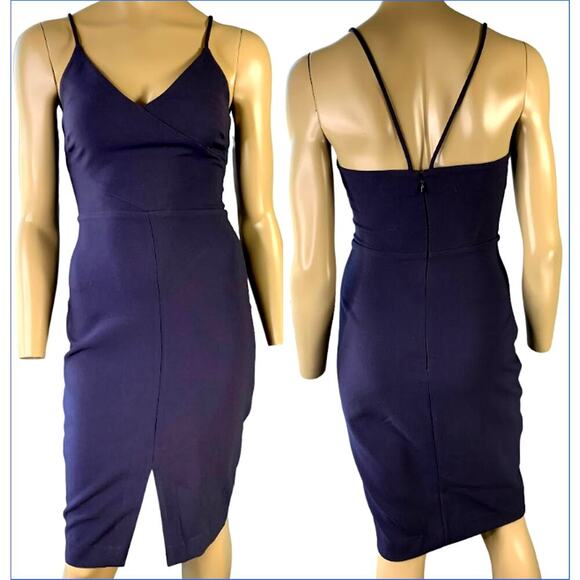 Likely Brooklyn Spaghetti Straps Sheath Pencil Dress Stretchy Size 2 Navy New - Picture 1 of 16